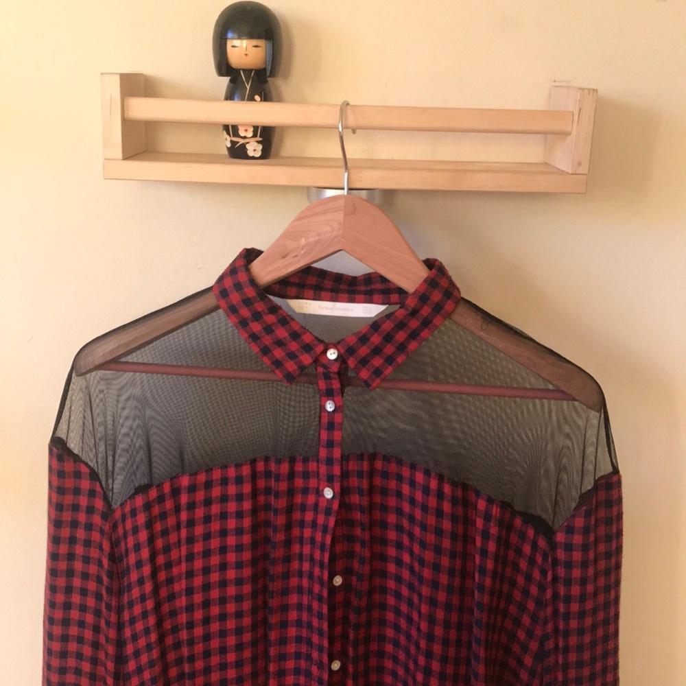♥️Zara Red & Black Button Up Shirt♥️